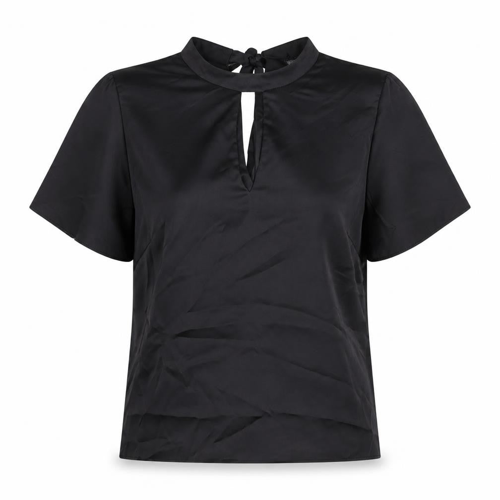 Friends Like These Womens Black Polyester Basic T-Shirt Size 8 Round Neck