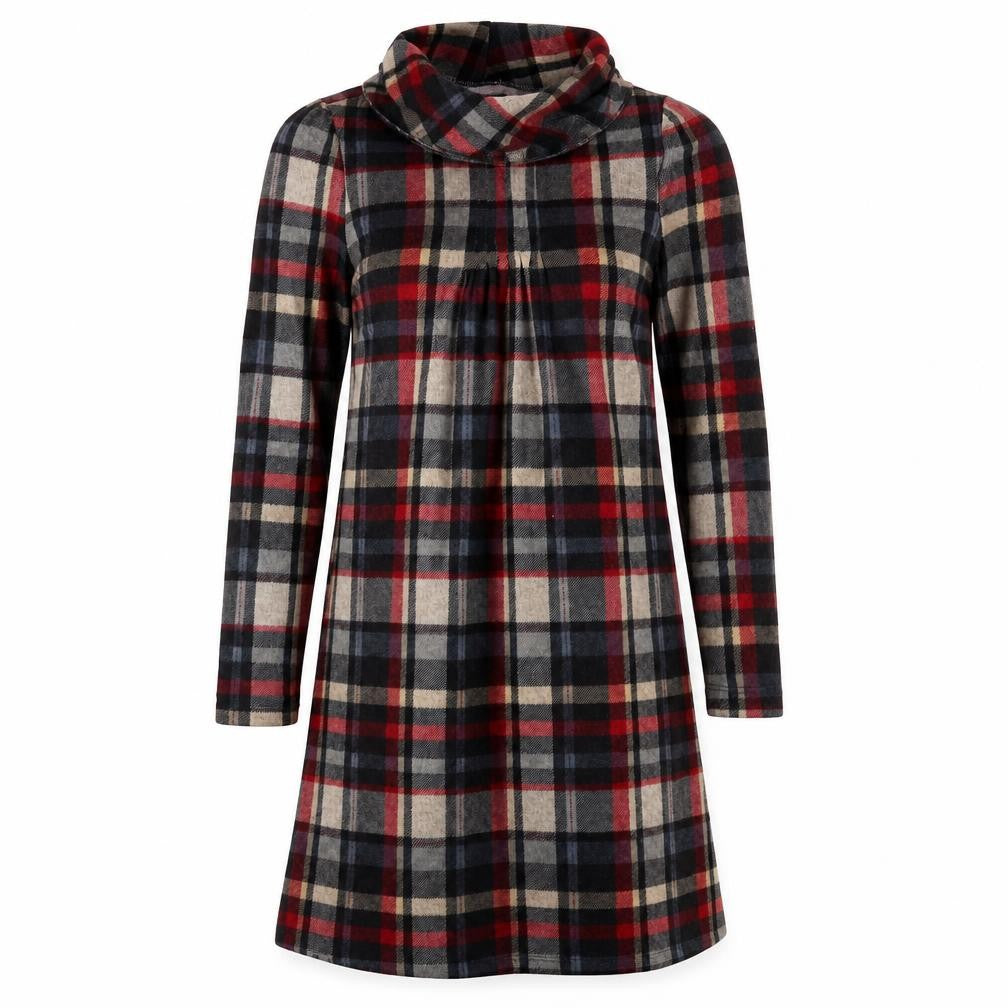 Studio Womens Multicoloured Plaid Polyester A-Line Size 8 Roll Neck Pullover