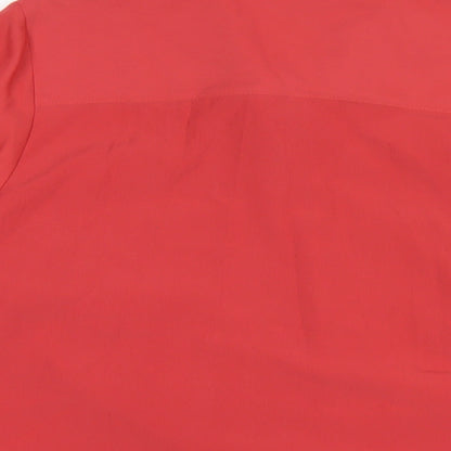 Classics Womens Red Polyester Basic Button-Up Size 14 Collared