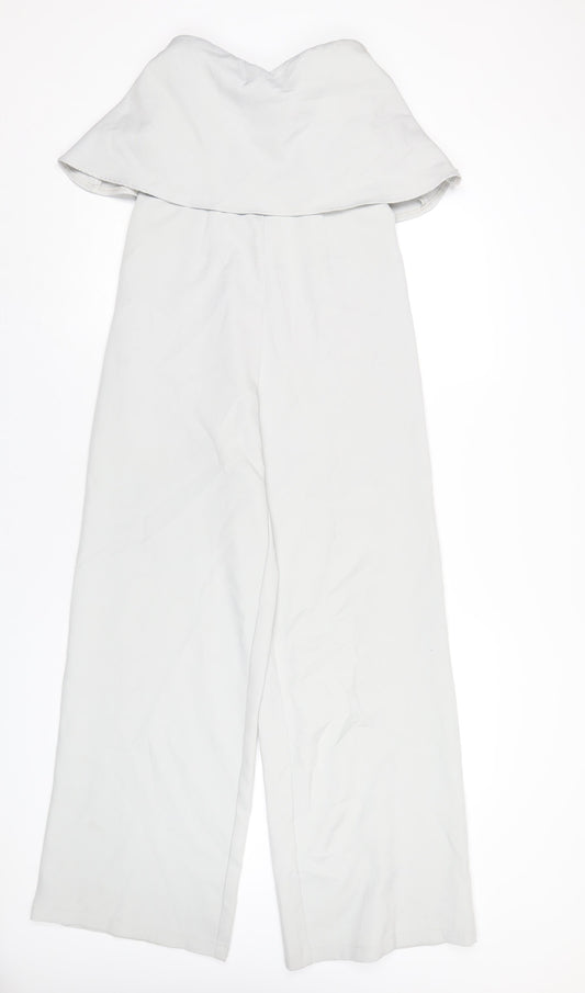 Missguided Womens Grey Polyester Jumpsuit One-Piece Size 10 L33 in Zip