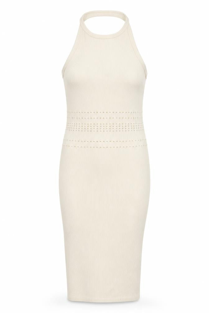 Bershka Womens Beige Polyamide Bodycon Size M Halter Pullover