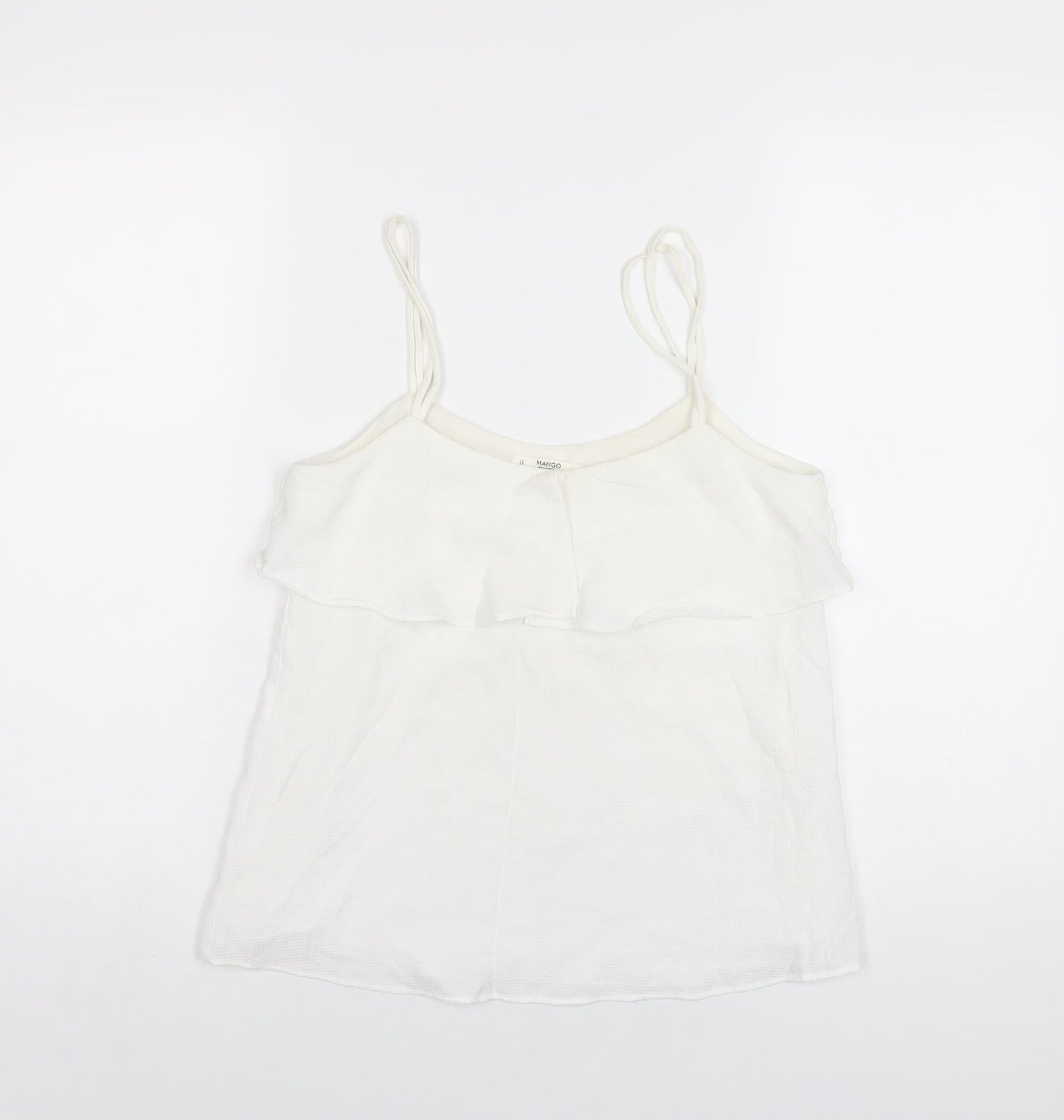 Mango Womens White Polyester Camisole T-Shirt Size XS Scoop Neck