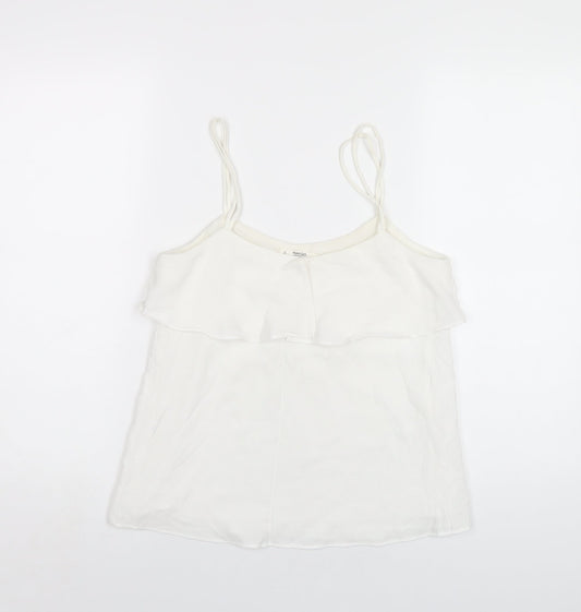 Mango Womens White Polyester Camisole T-Shirt Size XS Scoop Neck