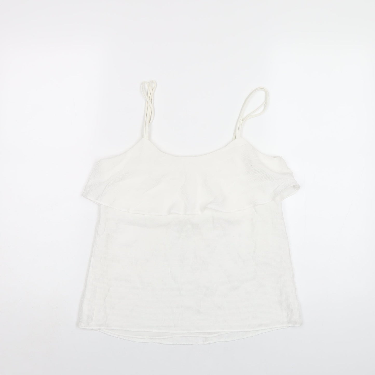 Mango Womens White Polyester Camisole T-Shirt Size XS Scoop Neck