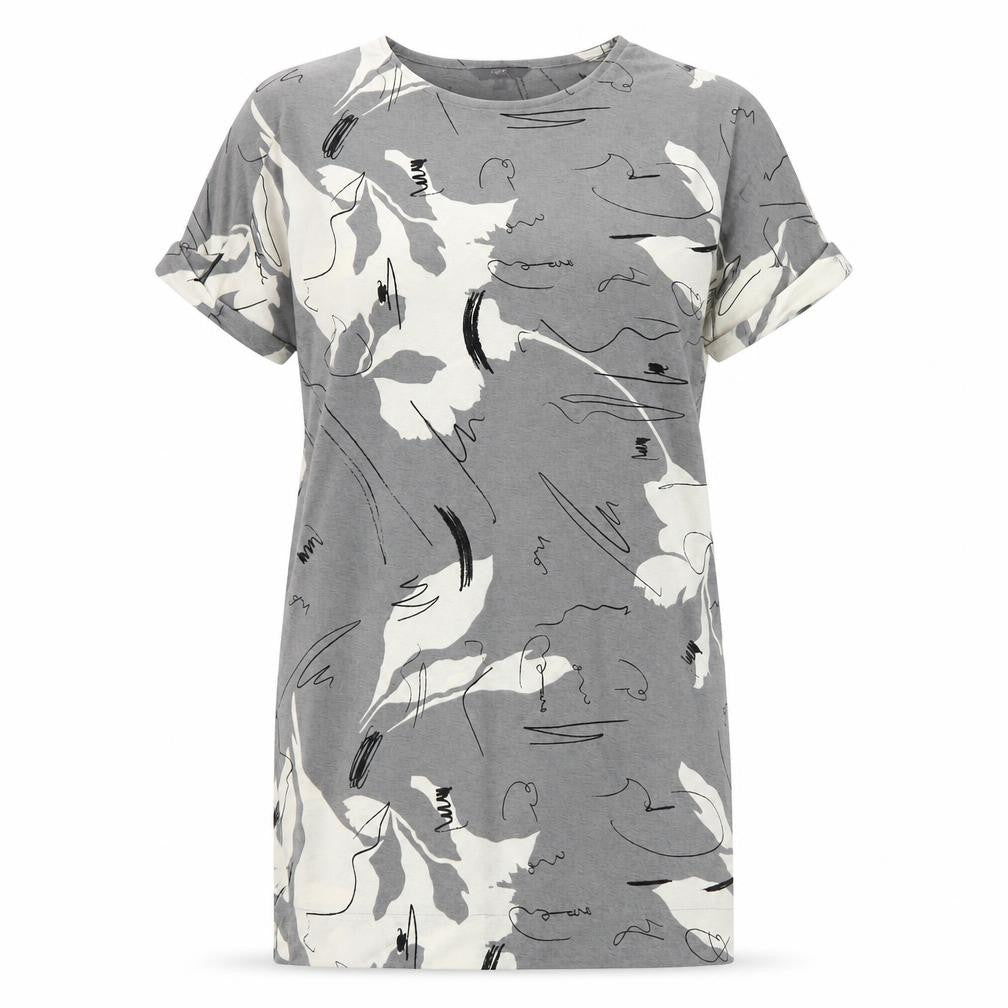 NEXT Womens Grey Geometric Polyester T-Shirt Dress Size 12 Round Neck Pullover