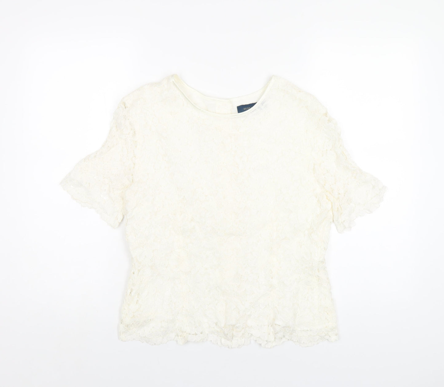 Debenhams Womens Ivory Viscose Basic T-Shirt Size 14 Round Neck