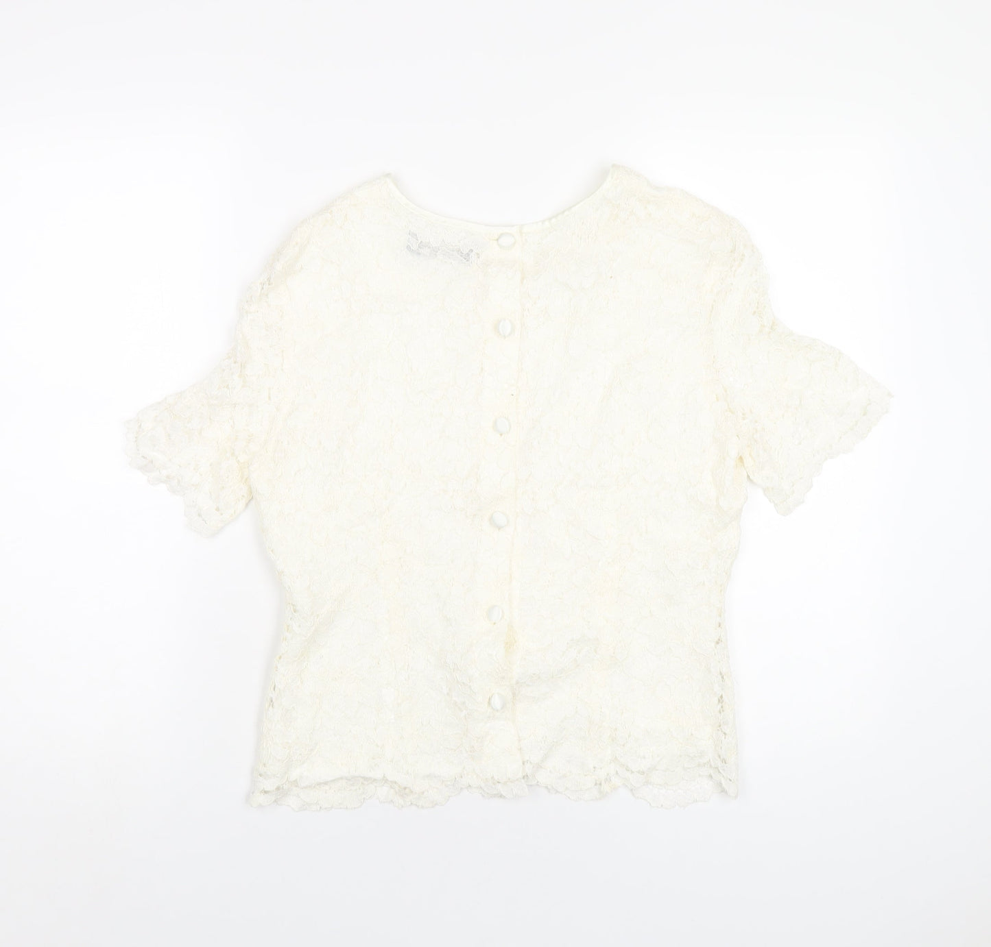 Debenhams Womens Ivory Viscose Basic T-Shirt Size 14 Round Neck