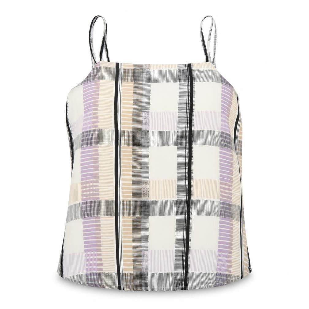 Marks & Spencer Womens Multicoloured Geometric Polyester Camisole T-Shirt Size 14 Square Neck