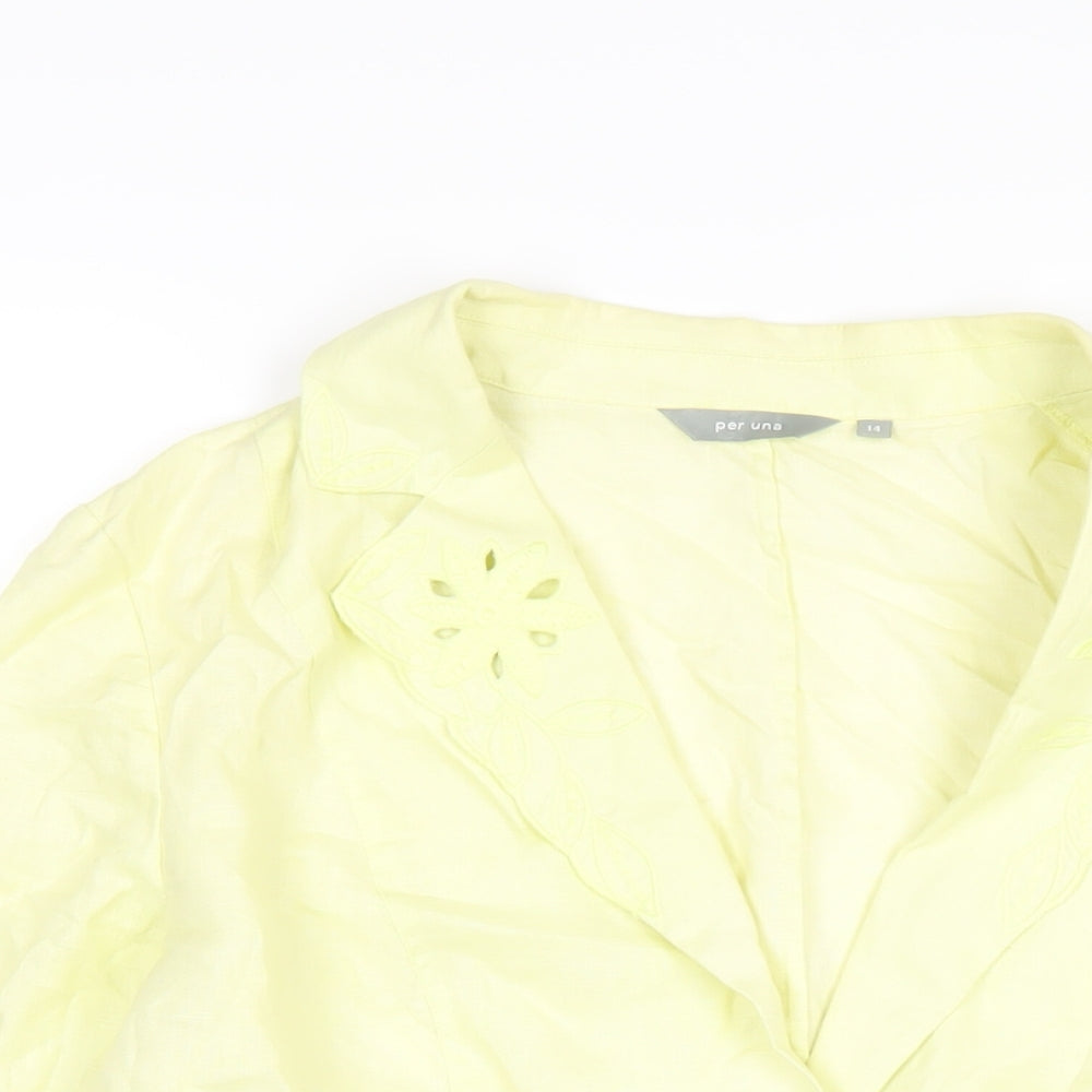 Per Una Womens Yellow Jacket Blazer Size 14 Button