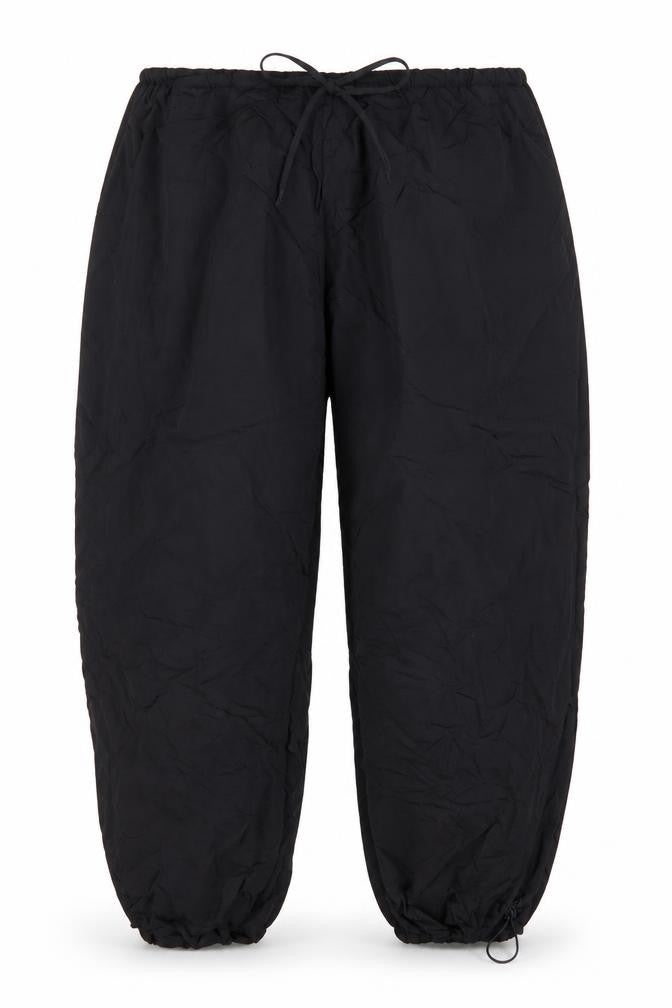 PRETTYLITTLETHING Womens Black Polyester Trousers Size 16 L31 in Regular Drawstring