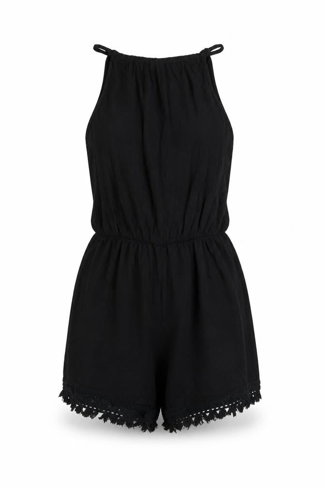 ASOS Womens Black Vinyl Playsuit One-Piece Size 8 Pullover