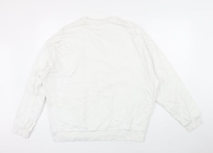Back view of ASOS women’s white polyester pullover sweatshirt, size L