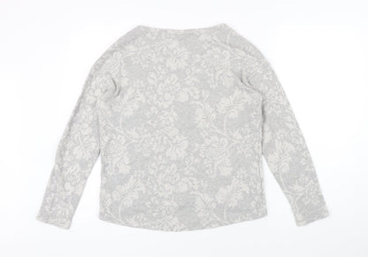 H&M Womens Grey Floral Polyester Pullover Sweatshirt Size S