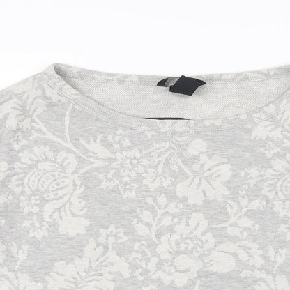 H&M Womens Grey Floral Polyester Pullover Sweatshirt Size S