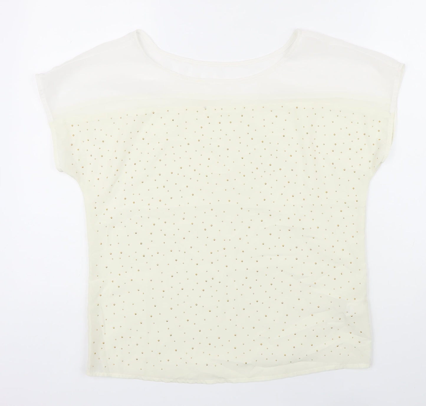 bysi Womens Ivory Polyester Tunic Blouse Size 8 Scoop Neck