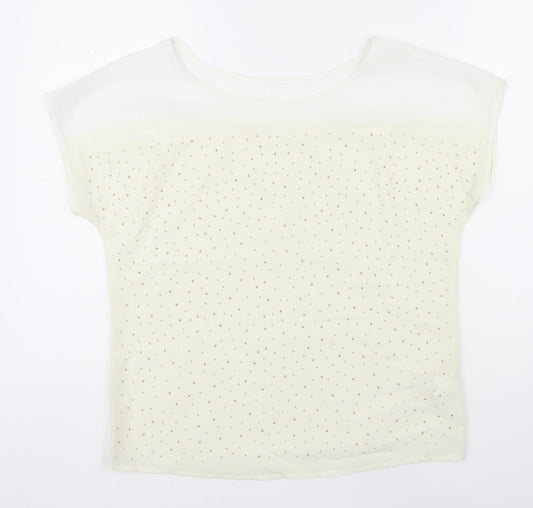 bysi Womens Ivory Polyester Tunic Blouse Size 8 Scoop Neck