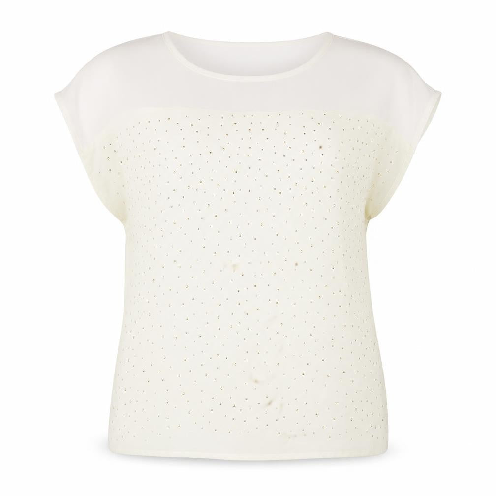 bysi Womens Ivory Polyester Tunic Blouse Size 8 Scoop Neck