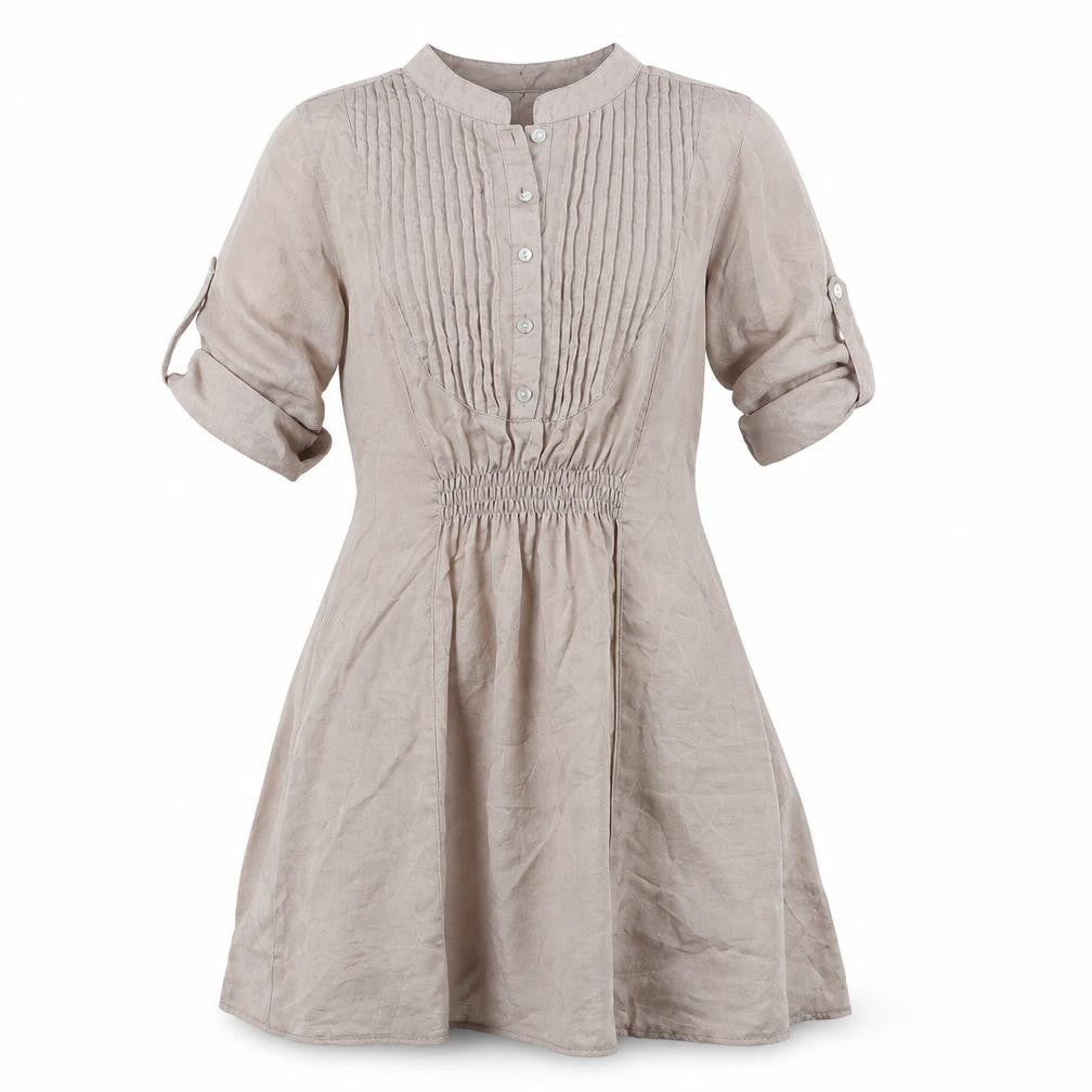 Dorothy Perkins Womens Beige Polyester Shirt Dress Size 12 Collared Button