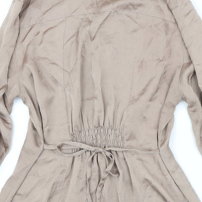 Dorothy Perkins Womens Beige Polyester Shirt Dress Size 12 Collared Button