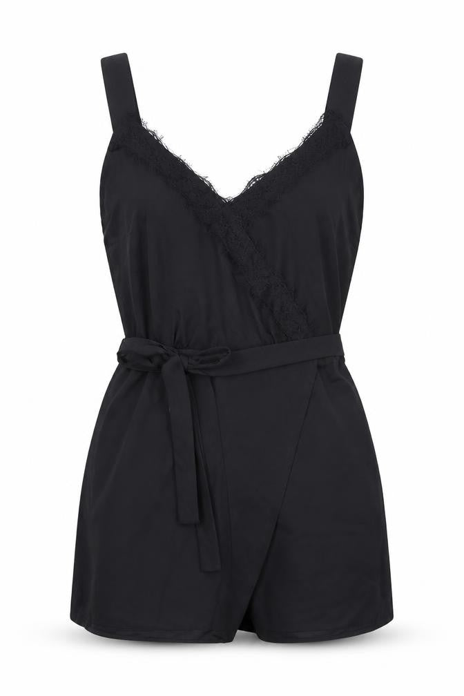 Miss Selfridge Womens Black Polyamide Playsuit One-Piece Size 10 Zip