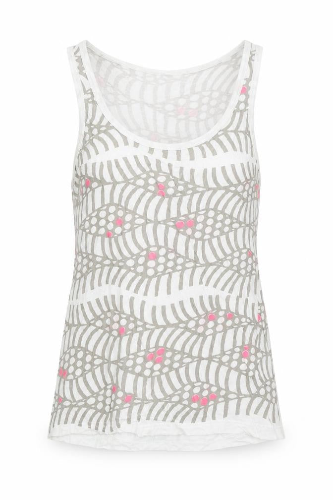 Topshop Womens Multicoloured Geometric 100% Cotton Basic Tank Size 10 Scoop Neck