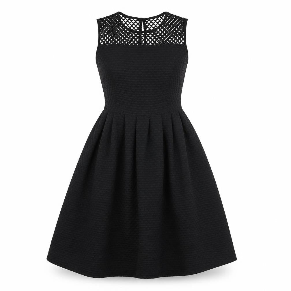 Marks & Spencer Womens Black Polyester A-Line Size 8 Boat Neck Button
