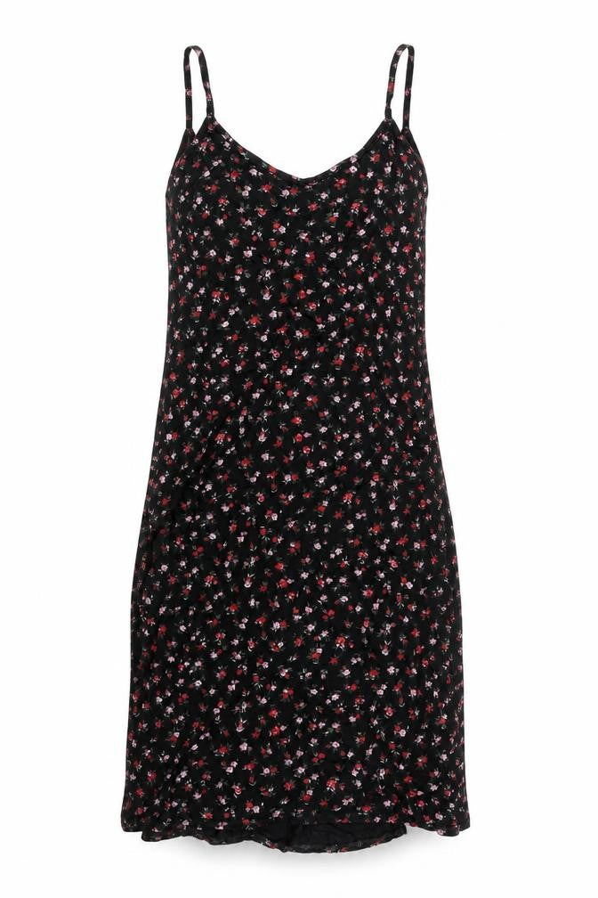 PRETTYLITTLETHING Womens Multicoloured Floral Polyester Tank Dress Size 12 Sweetheart - Side splits