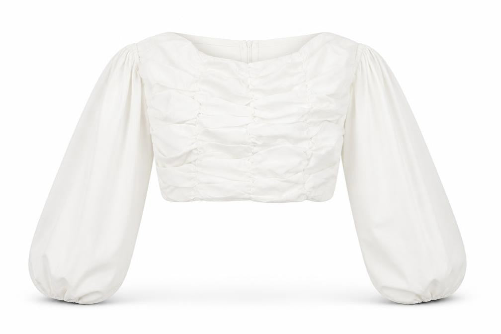 Boohoo Womens White Polyester Cropped Blouse Size 6 Square Neck - Cold Shoulder