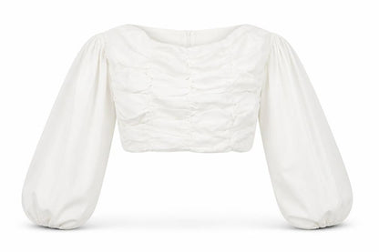 Boohoo Womens White Polyester Cropped Blouse Size 6 Square Neck - Cold Shoulder