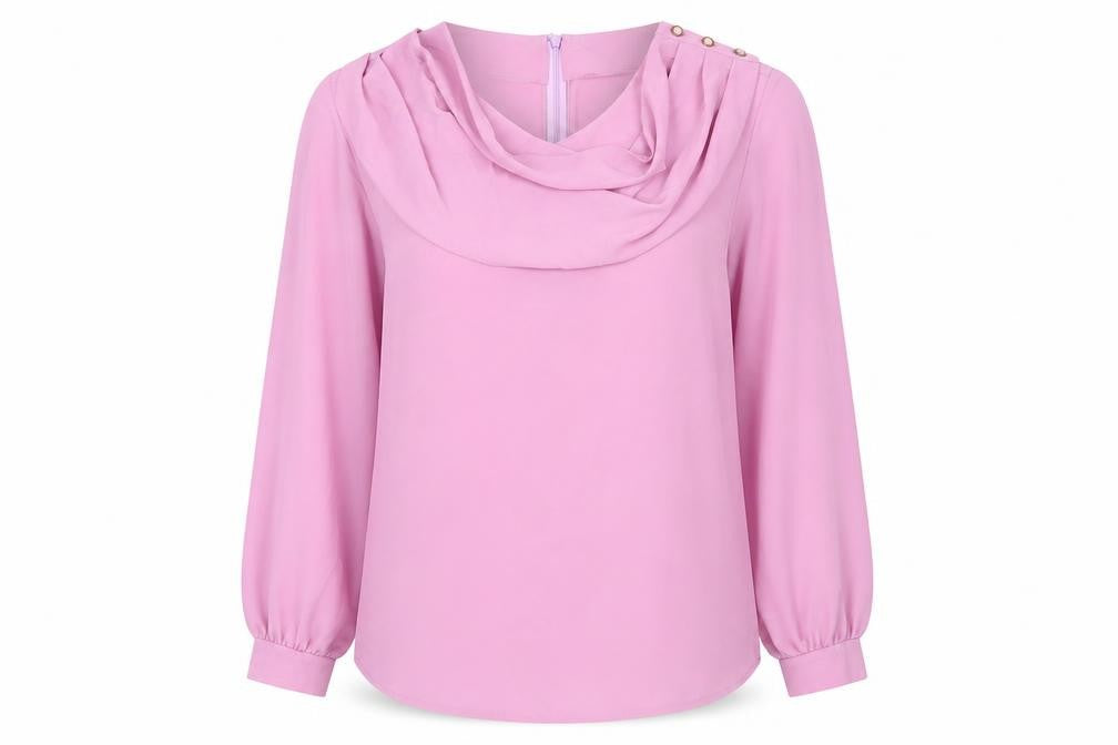 Konfektion Womens Purple Polyester Tunic Blouse Size 14 Cowl Neck