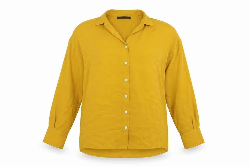 Marks & Spencer Womens Yellow Polyester Basic Blouse Size 6 Collared