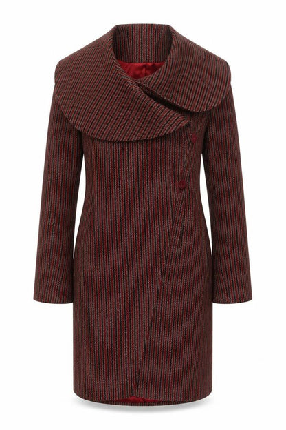 Topshop Womens Red Striped Overcoat Coat Size 10 Button