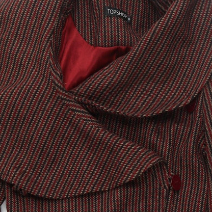 Topshop Womens Red Striped Overcoat Coat Size 10 Button