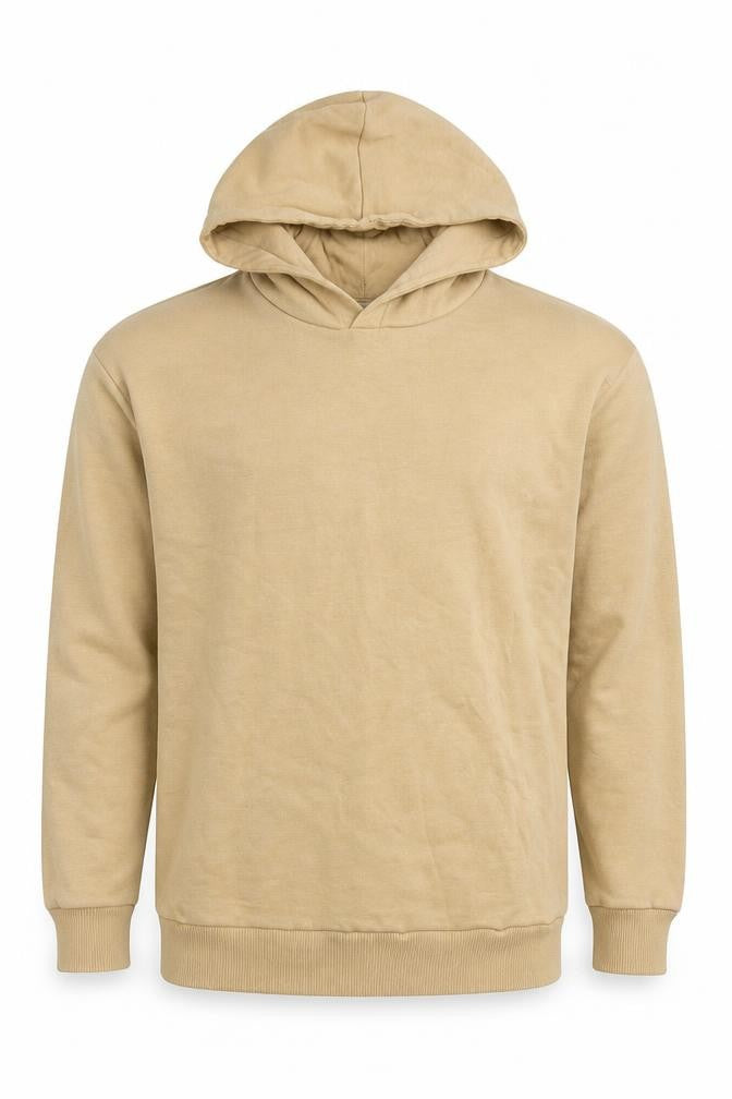 Hass Mens Beige Cotton Pullover Hoodie Size S