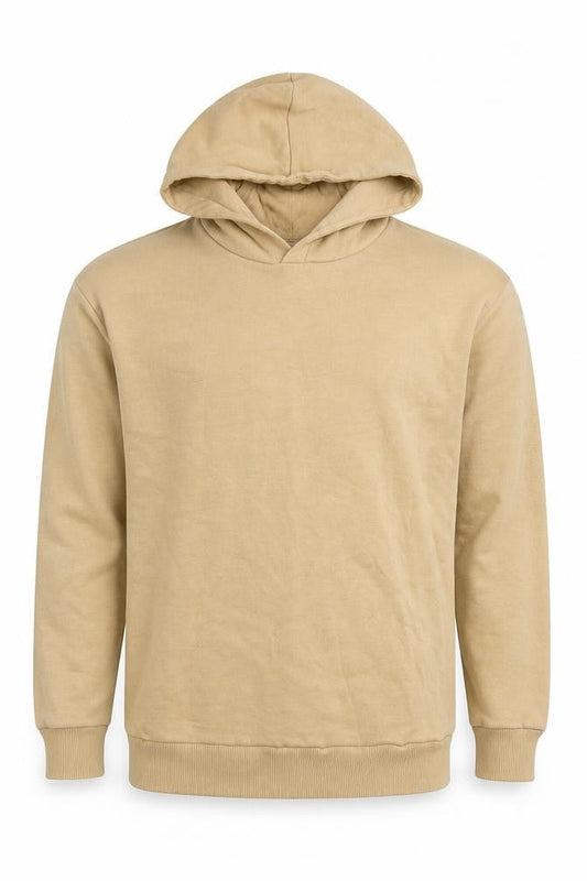 Hass Mens Beige Cotton Pullover Hoodie Size S
