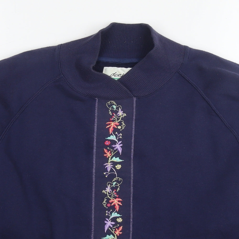 DASH Womens Blue Polyester Pullover Sweatshirt Size M Pullover