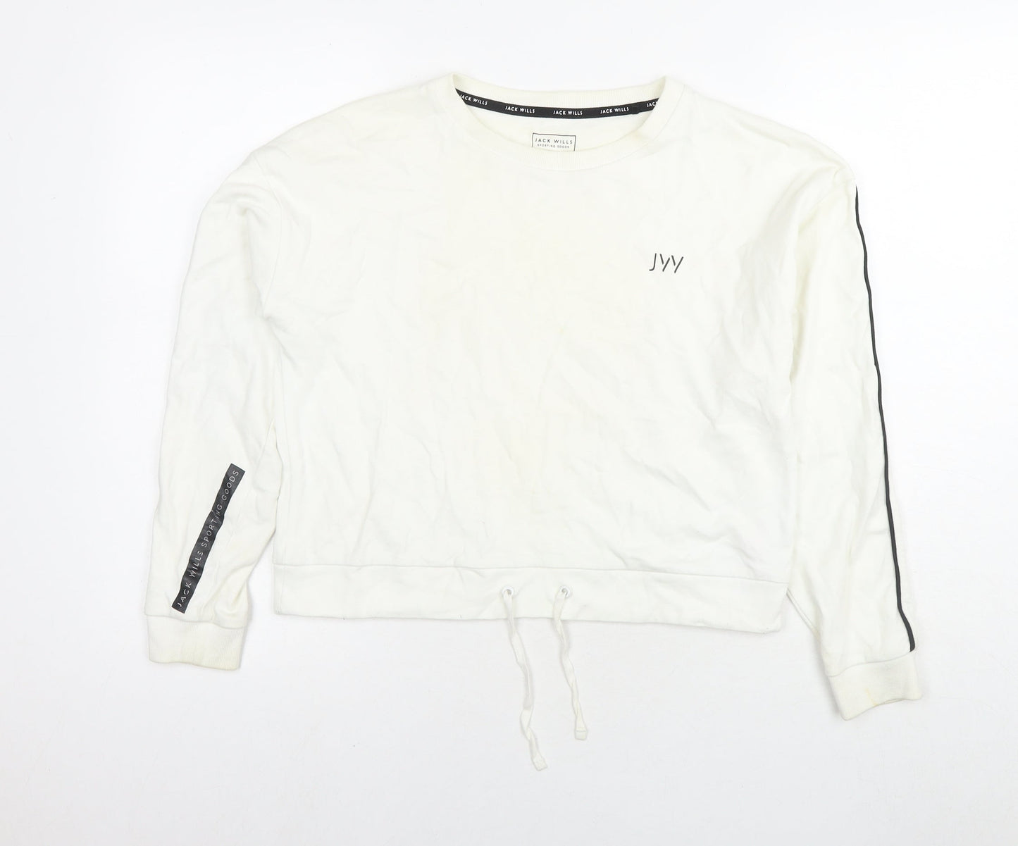 Jack Wills Womens White Cotton Pullover Hoodie Size 10 Pullover - Logo