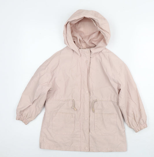 Mango Girls Pink Rain Coat Jacket Size 7 Years Zip