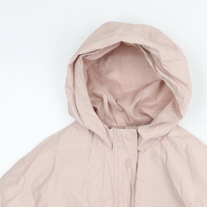 Close-up detail of Mango girls’ pink rain coat jacket, size 7, years zip