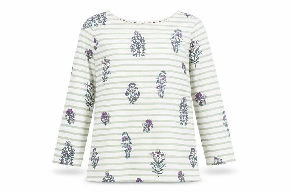 Autonomy Womens White Striped Cotton Pullover Hoodie Size S Pullover - Flowers