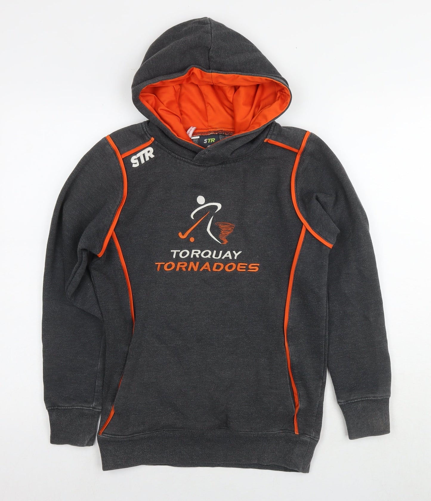 STR Boys Grey Polyester Pullover Hoodie Size 12 Years Pullover - Torquay Tornadoes