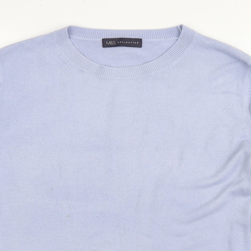 Marks and Spencer Womens Blue Round Neck Acrylic Pullover Jumper Size 14