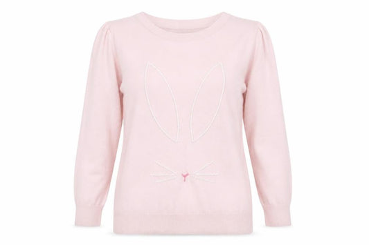 Dorothy Perkins Womens Pink Round Neck Cotton Pullover Jumper Size 16 - Bunny Rabbit