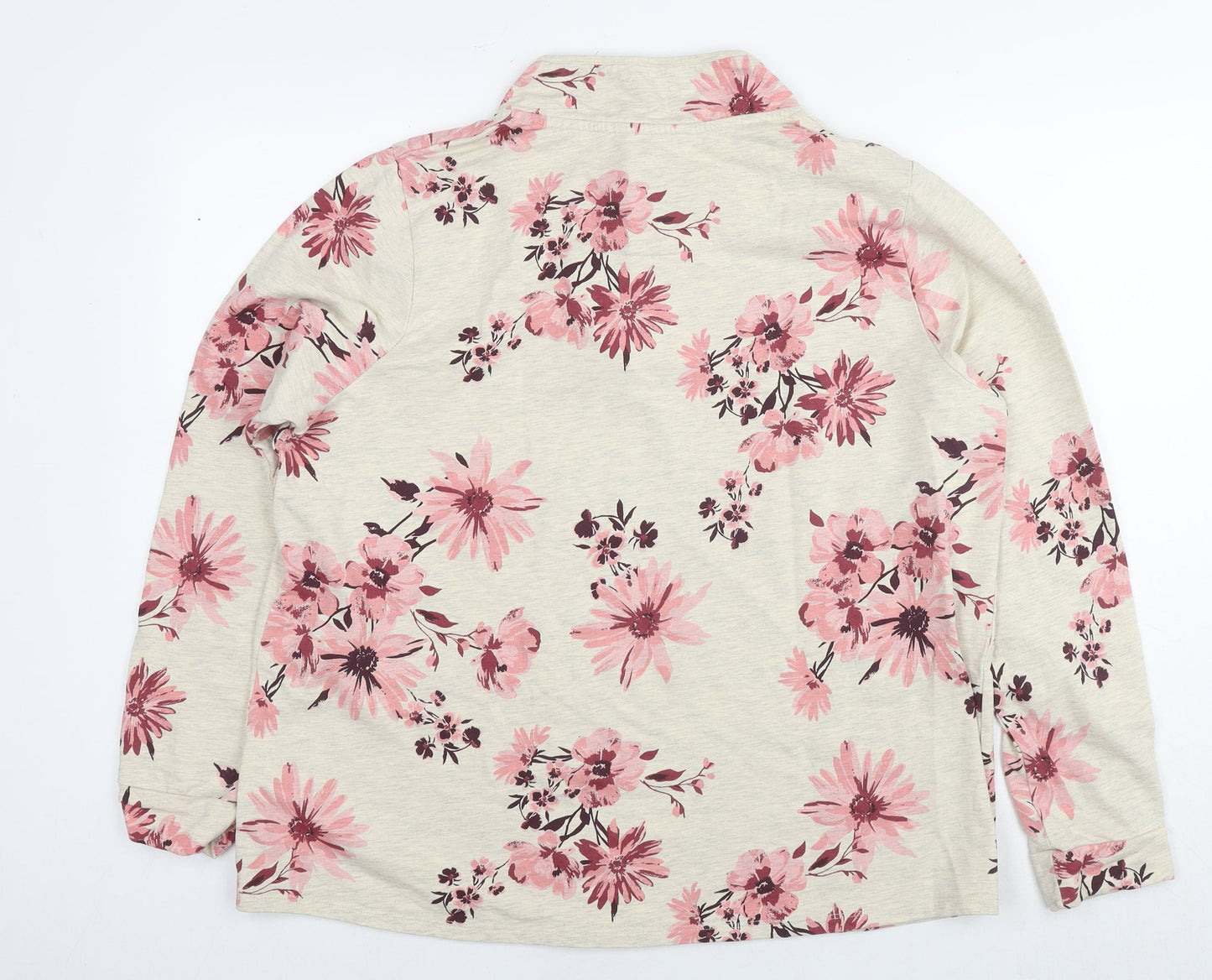 Julipa Womens Beige Floral Cotton Pullover Sweatshirt Size 16 Pullover