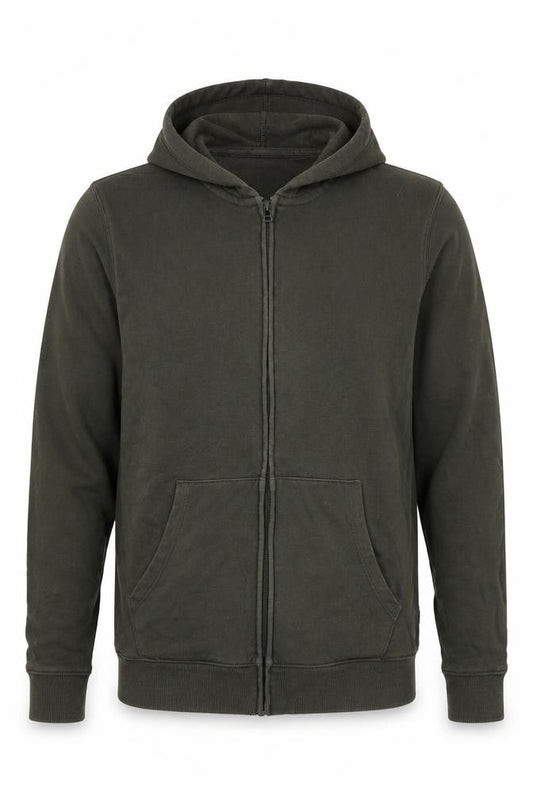 Easy Mens Green Cotton Full Zip Hoodie Size S