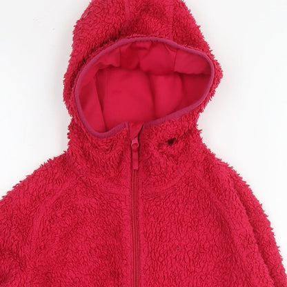 Close-up detail of Hi Gear girls’ pink jacket, size 9-10, years zip - teddy fleece