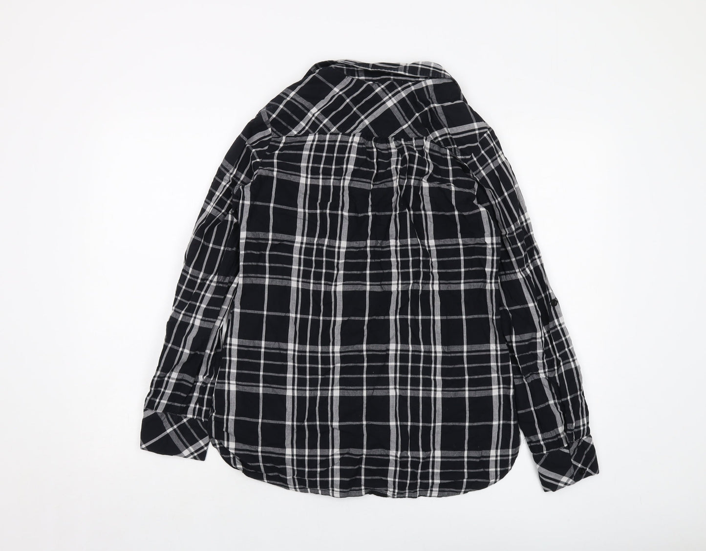 Red Herring Womens Black Plaid Cotton Basic Button-Up Size 12 Collared
