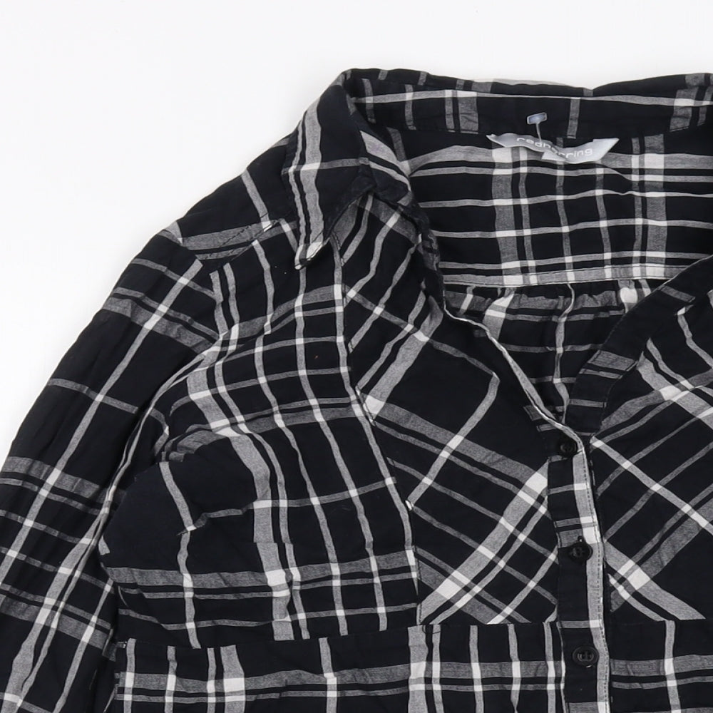 Red Herring Womens Black Plaid Cotton Basic Button-Up Size 12 Collared