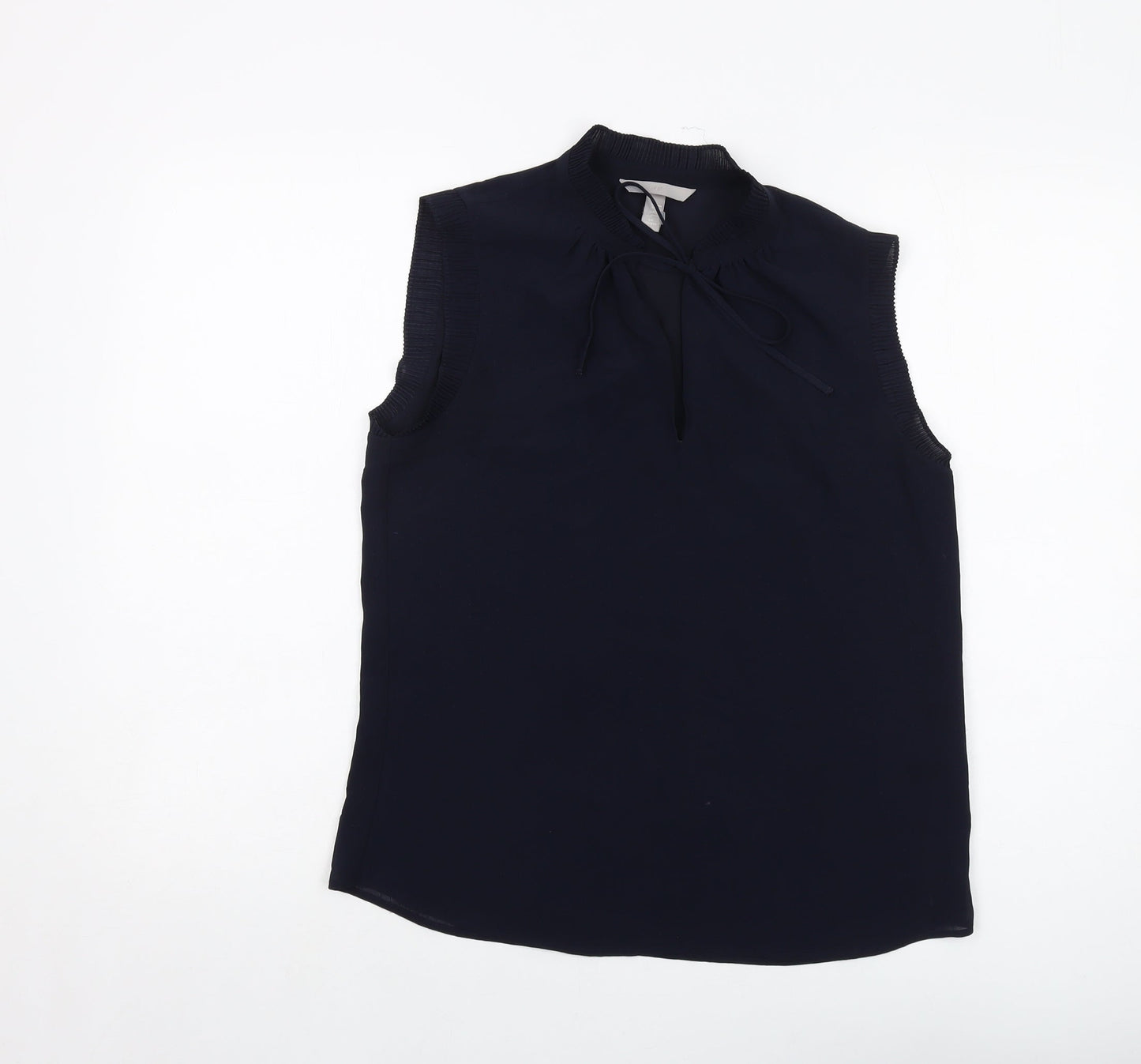 H&M Womens Blue Polyester Basic Tank Size 8 Mock Neck