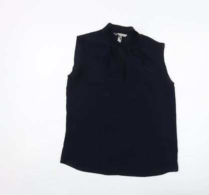H&M Womens Blue Polyester Basic Tank Size 8 Mock Neck